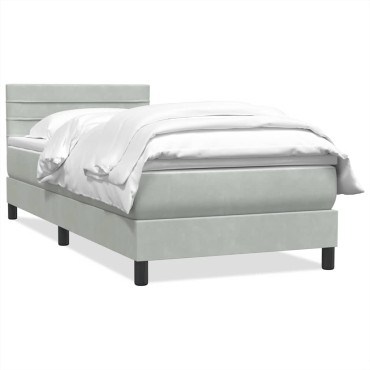 vidaXL Κρεβάτι Boxspring με Στρώμα Ανοιχτό Γκρι 80x210cm Βελούδινο 1 τεμ. - Μονό