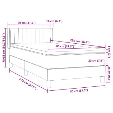 vidaXL Κρεβάτι Boxspring με Στρώμα Ροζ 80x220 εκ. Βελούδινο