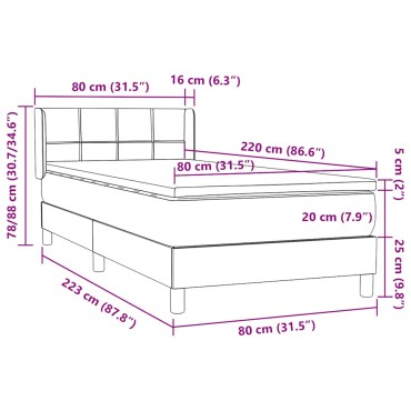 vidaXL Κρεβάτι Boxspring με Στρώμα Ροζ 80x220 εκ. Βελούδινο