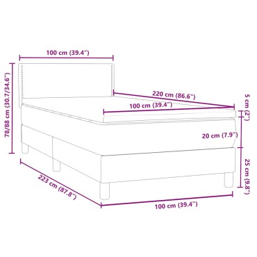 vidaXL Box Spring κρεβάτι με στρώμα ροζ 100x220cm Βελούδινο - Μονό