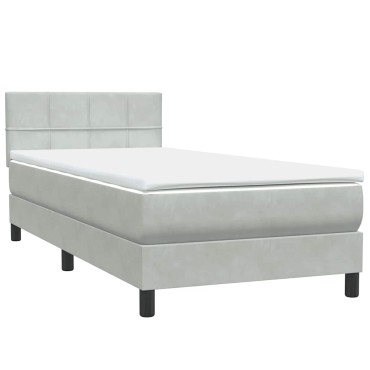 vidaXL Box Spring κρεβάτι με στρώμα ανοιχτό γκρι 80x220 cm Βελούδινο