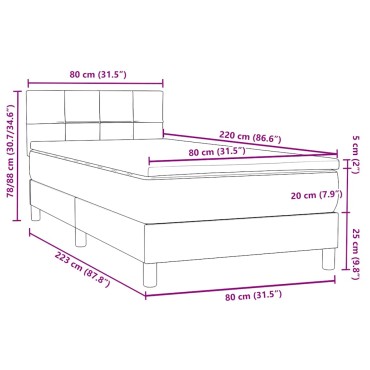 vidaXL Κρεβάτι Boxspring με Στρώμα Ροζ 80x220 εκ. Βελούδινο