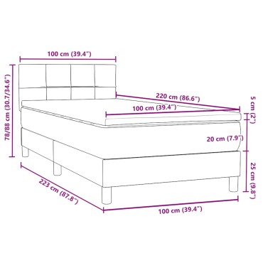 vidaXL Box Spring κρεβάτι με στρώμα ροζ 100x220cm Βελούδινο - Μονό
