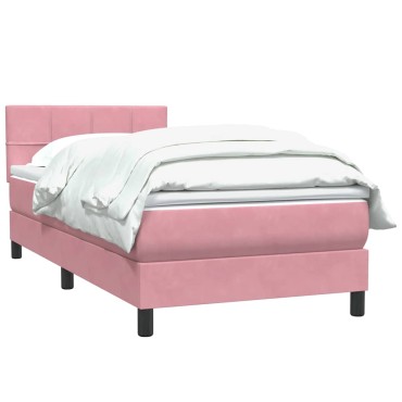 vidaXL Box Spring κρεβάτι με στρώμα ροζ 100x220cm Βελούδινο - Μονό