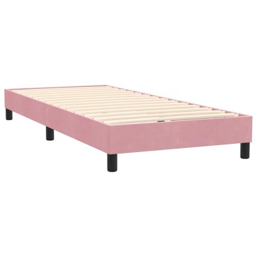 vidaXL Box Spring κρεβάτι με στρώμα ροζ 100x220cm Βελούδινο - Μονό
