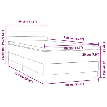 vidaXL Κρεβάτι Boxspring με Στρώμα Ροζ 80x220 εκ. Βελούδινο