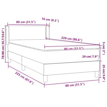 vidaXL Κρεβάτι Boxspring με Στρώμα Ροζ 80x220 εκ. Βελούδινο