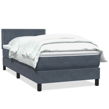 vidaXL Box Spring Κρεβάτι με στρώμα Σκούρο γκρι 80x210cm Βελούδινο 1 τεμ. - Μονό