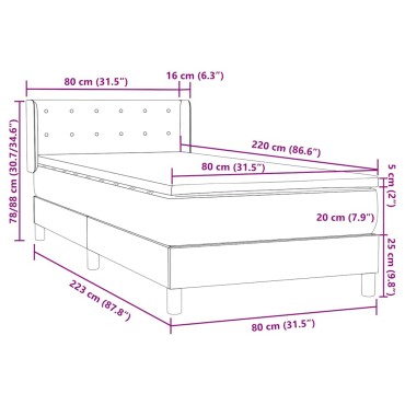 vidaXL Κρεβάτι Boxspring με Στρώμα Ροζ 80x220 εκ. Βελούδινο