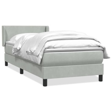 vidaXL Κρεβάτι Boxspring με Στρώμα Ανοιχτό Γκρι 80x210cm Βελούδινο 1 τεμ. - Μονό