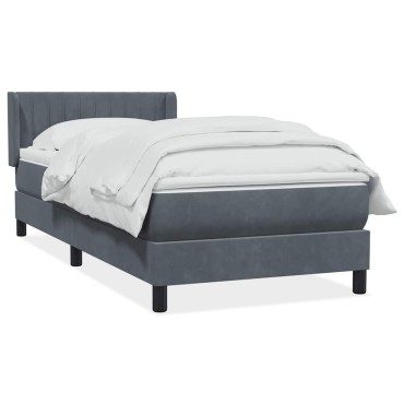 vidaXL Box Spring Κρεβάτι με στρώμα Σκούρο γκρι 80x210cm Βελούδινο 1 τεμ. - Μονό