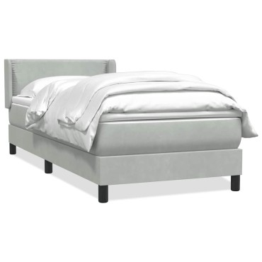 vidaXL Κρεβάτι Boxspring με Στρώμα Ανοιχτό Γκρι 80x210cm Βελούδινο 1 τεμ. - Μονό