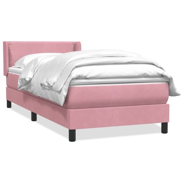 vidaXL Box Spring κρεβάτι με στρώμα ροζ 100x220cm Βελούδινο - Μονό