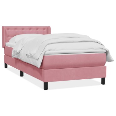 vidaXL Box Spring κρεβάτι με στρώμα ροζ 80x210cm Βελούδινο - Μονό