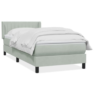 vidaXL Κρεβάτι Boxspring με Στρώμα Ανοιχτό Γκρι 80x210cm Βελούδινο 1 τεμ. - Μονό