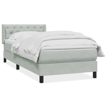 vidaXL Κρεβάτι Boxspring με Στρώμα Ανοιχτό Γκρι 80x210cm Βελούδινο 1 τεμ. - Μονό