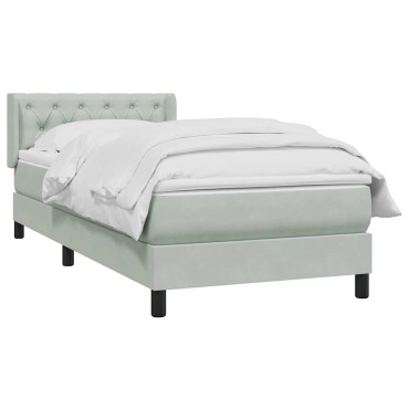 vidaXL Κρεβάτι Boxspring με Στρώμα Ανοιχτό Γκρι 80x210cm Βελούδινο 1 τεμ. - Μονό