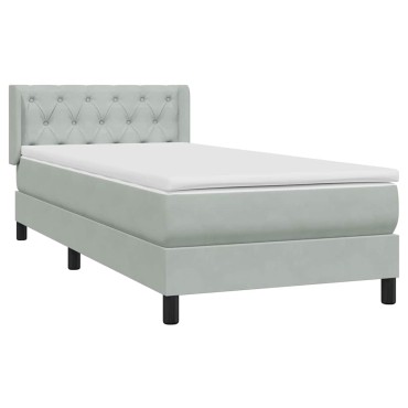 vidaXL Κρεβάτι Boxspring με Στρώμα Ανοιχτό Γκρι 80x210cm Βελούδινο 1 τεμ. - Μονό