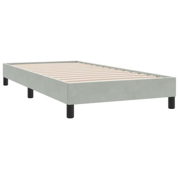vidaXL Κρεβάτι Boxspring με Στρώμα Ανοιχτό Γκρι 80x210cm Βελούδινο 1 τεμ. - Μονό