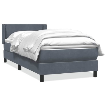 vidaXL Box Spring Κρεβάτι με στρώμα Σκούρο γκρι 80x210cm Βελούδινο 1 τεμ. - Μονό