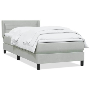 vidaXL Κρεβάτι Boxspring με Στρώμα Ανοιχτό Γκρι 80x210cm Βελούδινο 1 τεμ. - Μονό