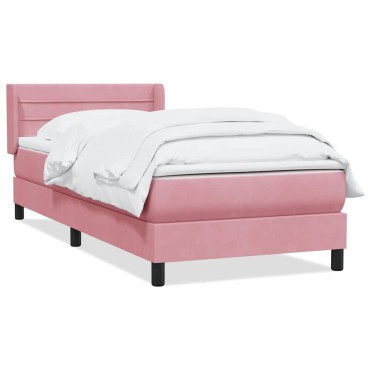vidaXL Box Spring κρεβάτι με στρώμα ροζ 80x210cm Βελούδινο - Μονό