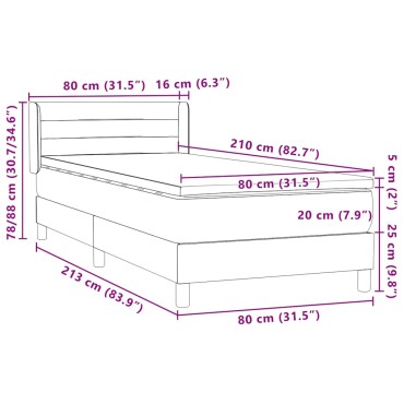 vidaXL Box Spring κρεβάτι με στρώμα ροζ 80x210cm Βελούδινο - Μονό
