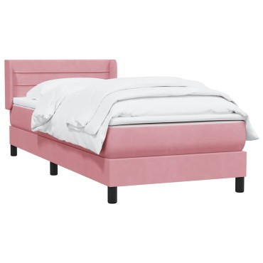 vidaXL Box Spring κρεβάτι με στρώμα ροζ 80x210cm Βελούδινο - Μονό
