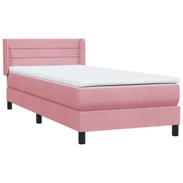 vidaXL Box Spring κρεβάτι με στρώμα ροζ 80x210cm Βελούδινο - Μονό