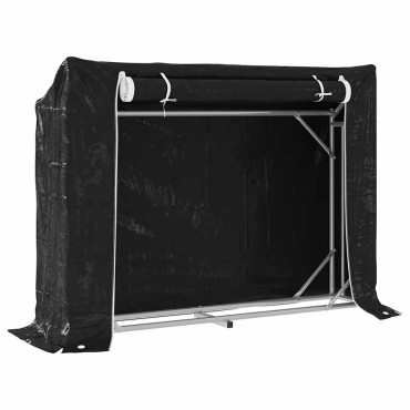 vidaxL Ράφι για καυσόξυλα με κάλυμμα βροχής 151x40,5x110,5 εκ.