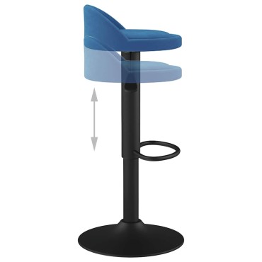 vidaXL Σκαμπό Μπαρ Μπλε Βελούδινο 36x38x(72-94)cm 1 τεμ.