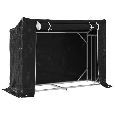 vidaxL Ράφι για καυσόξυλα με κάλυμμα βροχής 151x60,5x110,5 εκ.
