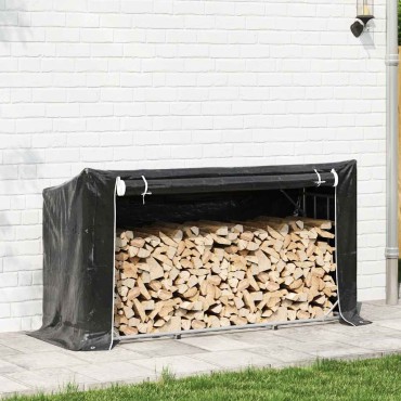 vidaxL Ράφι για καυσόξυλα με κάλυμμα βροχής 200,5x60,5x110,5 εκ.