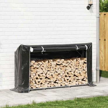 vidaxL Ράφι για καυσόξυλα με κάλυμμα βροχής 200,5x41x110,5 εκ.