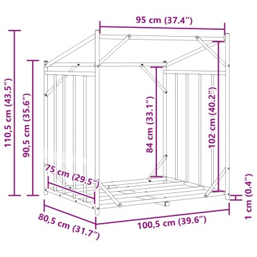 vidaxL Ράφι για καυσόξυλα με κάλυμμα βροχής 100,5x80,5x110,5 εκ.