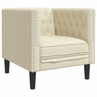 vidaXL Καναπές Chesterfield Καρέκλα Cream Faux Leather 71x74,5x70,5cm