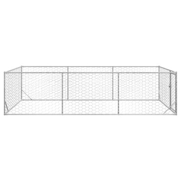 vidaXL Κλουβί Σκύλου Εξωτερ. Χώρου με πόρτα 2x4x1 μ. Γαλβαν. Ατσάλι