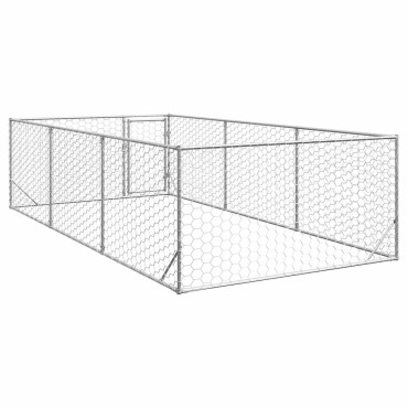 vidaXL Κλουβί Σκύλου Εξωτερ. Χώρου με πόρτα 2x4x1 μ. Γαλβαν. Ατσάλι