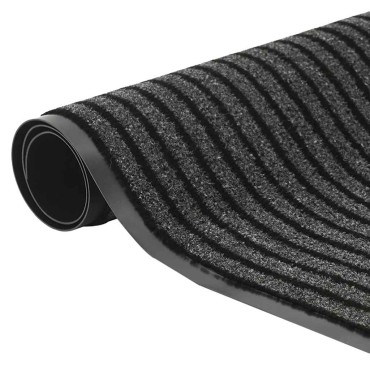 vidaXL Πατάκι Εισόδου Ριγέ Μαύρο και Γκρι 115 x 200 εκ.