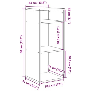 vidaXL Βιβλιοθήκη Καπνιστή Δρυς 34x31x80cm από Επεξεργασμένο Ξύλο 1 τεμ.