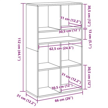vidaXL Βιβλιοθήκη με 5 Ράφια Λευκή 66x31x112cm Επεξεργασμένο Ξύλο 1 τεμ.