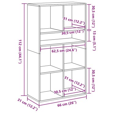 vidaXL Βιβλιοθήκη Παλαιό Ξύλο 66x31x112cm Επεξεργ. Ξύλο 1 τεμ.