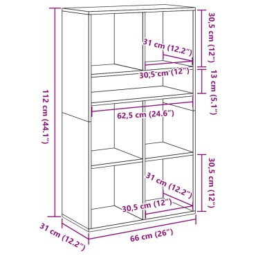 vidaXL Βιβλιοθήκη Μαύρη 66x31x112cm από Επεξεργασμένο Ξύλο 1 τεμ.