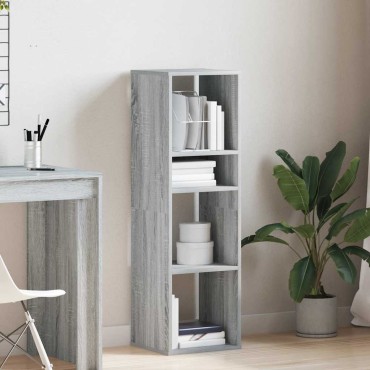 vidaXL Βιβλιοθήκη Γκρι Sonoma 34x31x112cm από Επεξεργασμένο Ξύλο 1 τεμ.