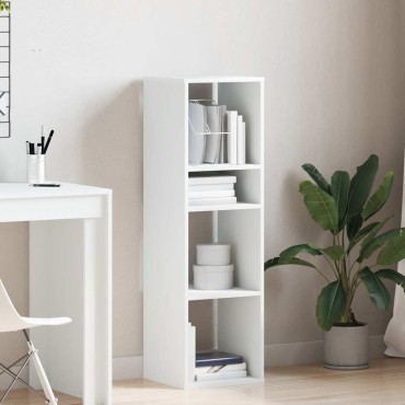 vidaXL Βιβλιοθήκη με 5 Ράφια Λευκή 34x31x112cm Επεξεργασμένο Ξύλο 1 τεμ.