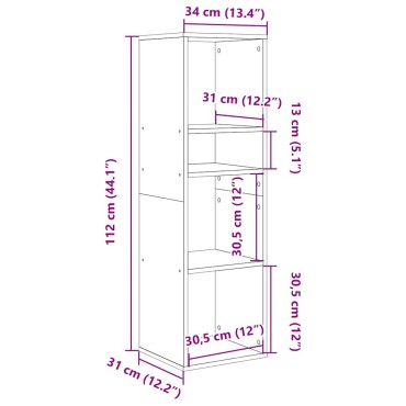 vidaXL Βιβλιοθήκη με 5 Ράφια Λευκή 34x31x112cm Επεξεργασμένο Ξύλο 1 τεμ.
