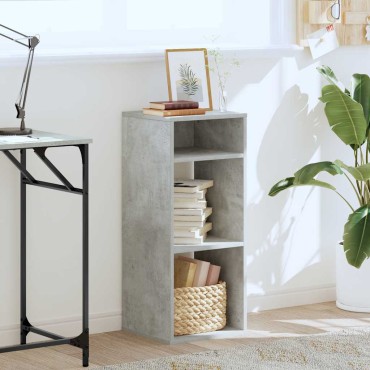 vidaXL Βιβλιοθήκη Γκρι του Σκυροδέματος 34x31x80cm Επεξ. Ξύλο 1 τεμ.