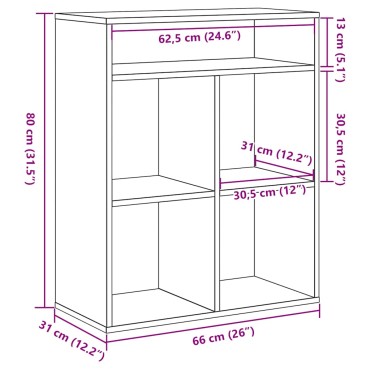 vidaXL Βιβλιοθήκη Καπνιστή Δρυς 66x31x80cm από Επεξεργασμένο Ξύλο 1 τεμ.