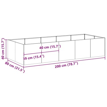 vidaXL Ζαρντινιέρα 200x80x40 εκ. από Γαλβανισμένο Ατσάλι