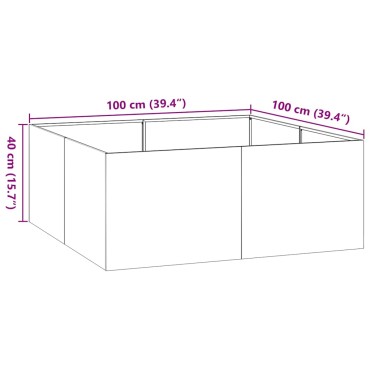 vidaXL Ζαρντινιέρα 100x100x40 εκ. από Γαλβανισμένο Ατσάλι